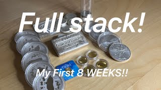 Full GOLD and SILVER stack after 8 weeks of STACKING! Vintage, ASE, junk and alot more!