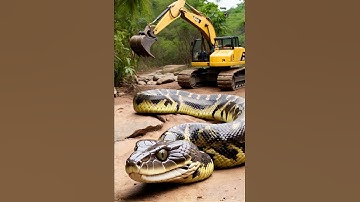 Shocking Excavator-Python Encounter!#giantpython #naturesurprise #wildconstruction #python