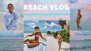 BEACH VLOG - (pictures, coffee, swimming, sunset)