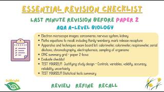Paper 2 Essential checklist! Night before revision for AQA A Level Biology #alevelbiology #revision