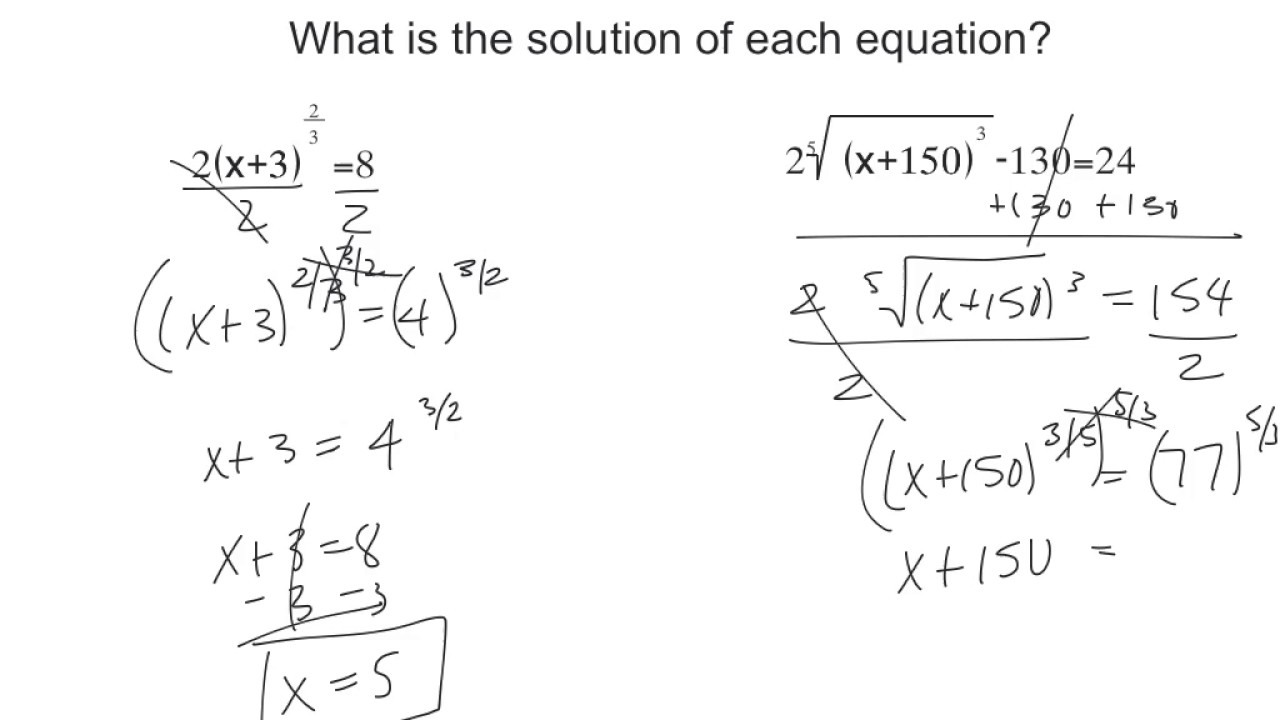 Solving Square Root amd Other Radical Equations 6-5 pt.1 - YouTube