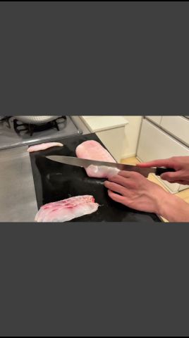 ベニアコウ。🔪フグ引き（テッサ）包丁。白水本燒玄海正國。