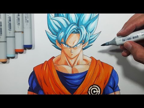 How To Draw Goku Super Saiyan Blue - Step By Step Tutorial!