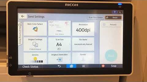 Changing the default scanner settings on a Ricoh Android screen