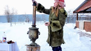 Tea from a 100-Year-Old Russian Samovar on Wood