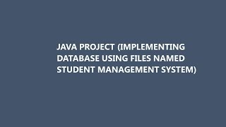 Student management system (java project)