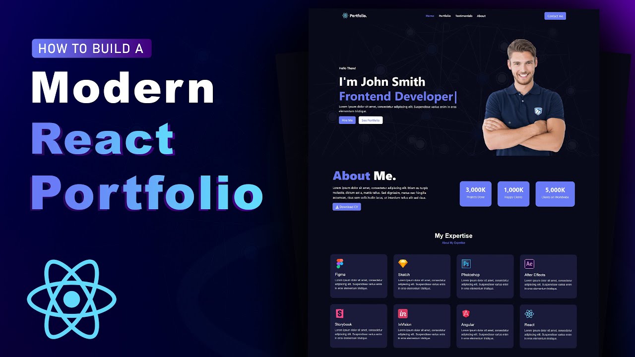CREATE a Stunning REACT JS Portfolio Website in 3 Hours - YouTube