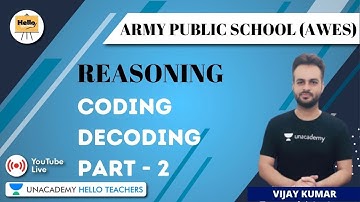Coding Decoding (Part-2) | Reasoning | Target Army Public School (AWES) 2020 | Vijay Kumar
