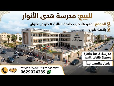 مدرسة للبيع في طنجة موقع ممتاز في مغوغة قرب طنجة البالية وطريق تطوان وبلاصة طورو