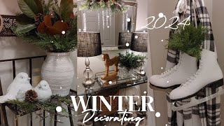 NEW🌲 2024 WINTER DECORATE WITH ME🌲/WINTER FARMHOUSE DECORATING/AFTER CHRISTMAS DECORATING🌲