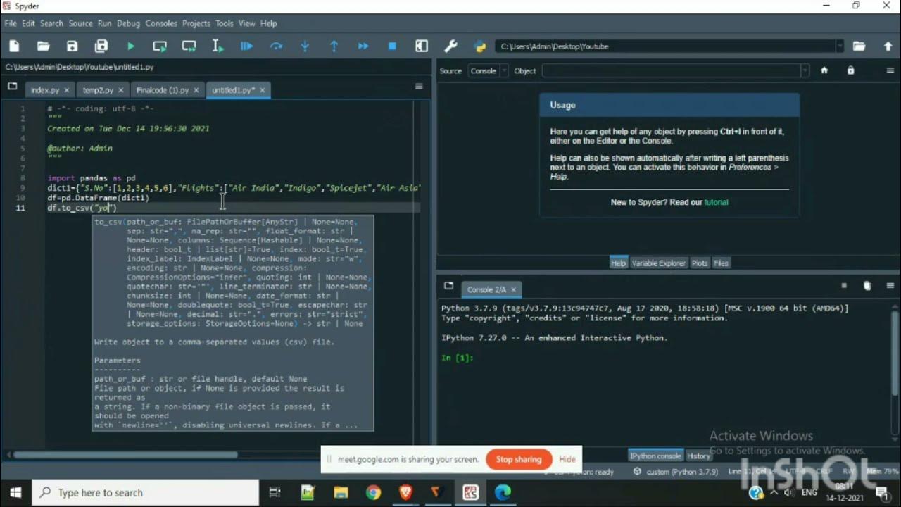 How to export data to a CSV file in python | Spyder | Data ...