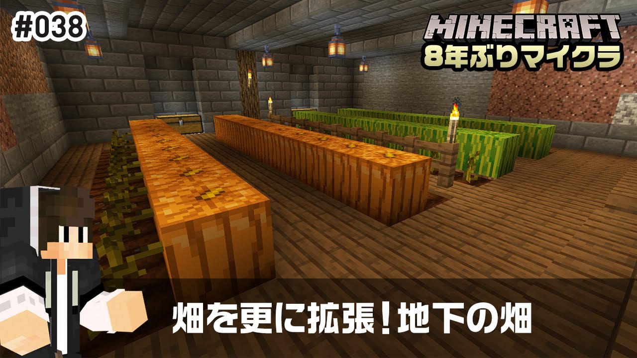 マイクラ 38 地下にカボチャとスイカの畑を作って更に拡張しました ゆっくり実況 8年ぶりマイクラ マイクラ建築 Youtube