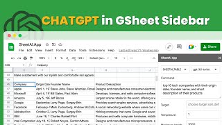 AI Magic in Google Sheets Sidebar: Create Tables and Generate Catchy Taglines in Seconds