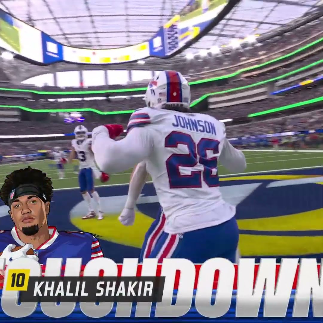 Khalil Shakir with a 51-yard touchdown catch from Josh Allen vs. Los Angeles Rams
