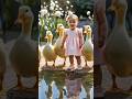 ✨ “Cute Baby Girl with Four Yellow Ducks in a Beautiful Pink Moment” ✨#baby #duck #shorts #cute