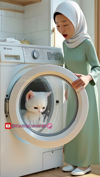 Kucing Comel Kejebak Di Mesin Cuci