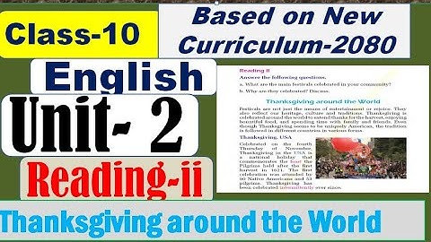 Grade 10 English Unit 2 Reading ii // Thanksgiving around the World