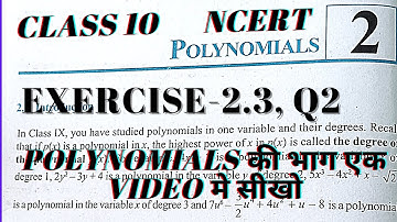 Ncert solution for Exercise 2.3 question 2, polynomials