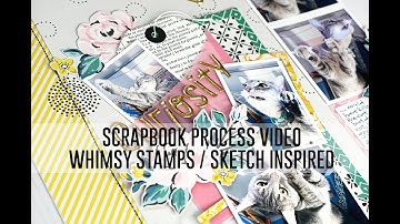 Scrapbook Process Video - Whimsy Stamps / Sketches for 6x6 Paper Pads, Week 2 / Maggie Holmes