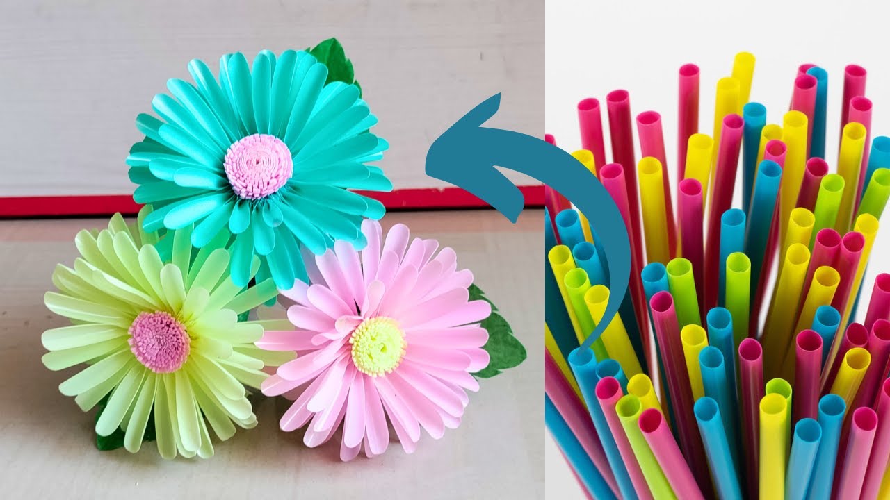 Flowers with Drinking Straws  How to make DIY Beautiful Flowers
