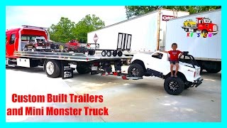 Playing And Loading His Custom Built Trailers And Putting The Mini Monster Truck On The Wheel Lift