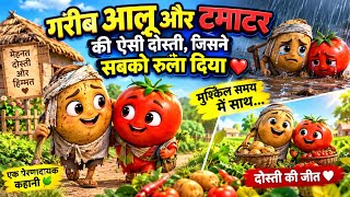 गरीब आलू और टमाटर की ऐसी दोस्ती, जिसने सबको रुला दिया 😢❤️ | Emotional AI Cartoon Story Aistory world