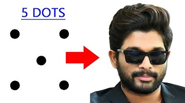Turn 5 dots into Allu Arjun drawing easy - How to draw Allu Arjun drawing outline easy step by step