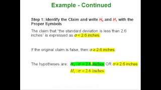 Statistics - Testing Claims about Standard Deviations