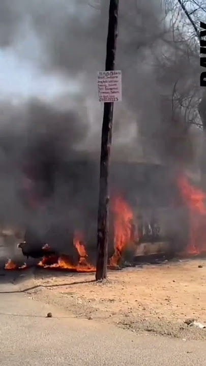 MAPONYA MALL | Angry residents torch taxi!