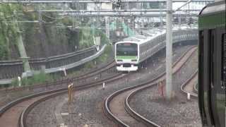 JR Yamanote Line E231 series has departed from Nippori station (Japanese Train)