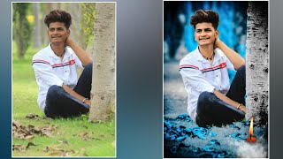 Photo studio background change and filters fire PNG in photo editing tutorial screenshot 1