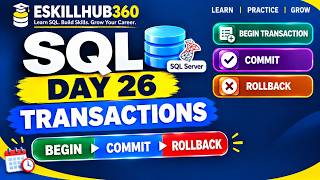 Day 26 | SQL Transactions (BEGIN TRANSACTION, COMMIT & ROLLBACK) | Real-World Examples