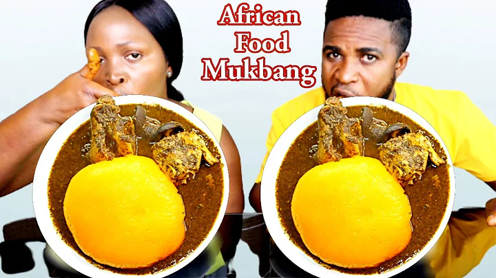 SPEED EATING CHALLANGE STARCH FUFU | AND BITTER LEAF BLACK SOUP MUKBANG | AFRICAN FOOD MUKBANG
