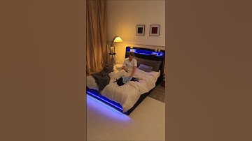 Luxury Meets Functionality: Queen Bed Frame with LED Lighting & Storage #temu #aliexpress #amazon