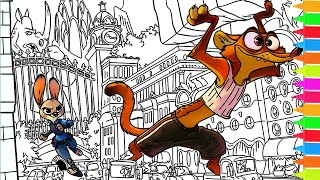 Coloring Disney Zootopia - The Chase, Young Judy, Meet the Sloth | Coloring Page