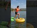 jumping running on water tube 😂💦 #shorts