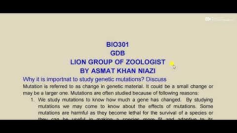 BIO301- GDB BY ASMAT KHAN NIAZI