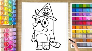 How to Draw Witch Bingo from Bluey! 🎃 | Halloween Coloring Page | Halloween drawing easy 