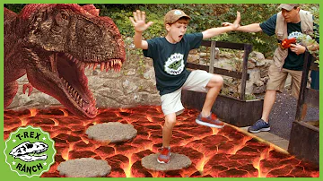 T-Rex Dinosaur & Floor Is Lava! Pretend Play Escape with Dinosaurs at Gulliver's Park for Kids