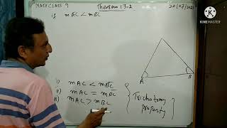 LECTURE #100 THEOREM 13.2 IF 2 ANGLES OF ∆ ARE UNEQUAL IN MEASURE THE OPPOSITE (9TH MATH KPK BOARDS)