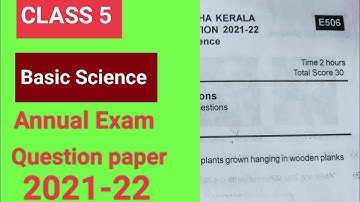Class 5 Basic Science Annual Exam question paper 2021-22