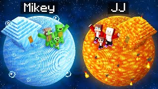 Mikey ICE vs JJ FIRE Planet Survival Battle in Minecraft ! - Maizen LAVA vs ICE Challenge