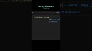 Password generator in one line in #Node.js   #javascript screenshot 3