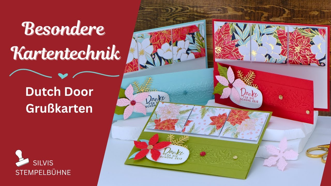 Pfiffige + schnelle Kartentechnik  /half front 3 panel card/ Weihnachtstraditionen / Stampin' Up!