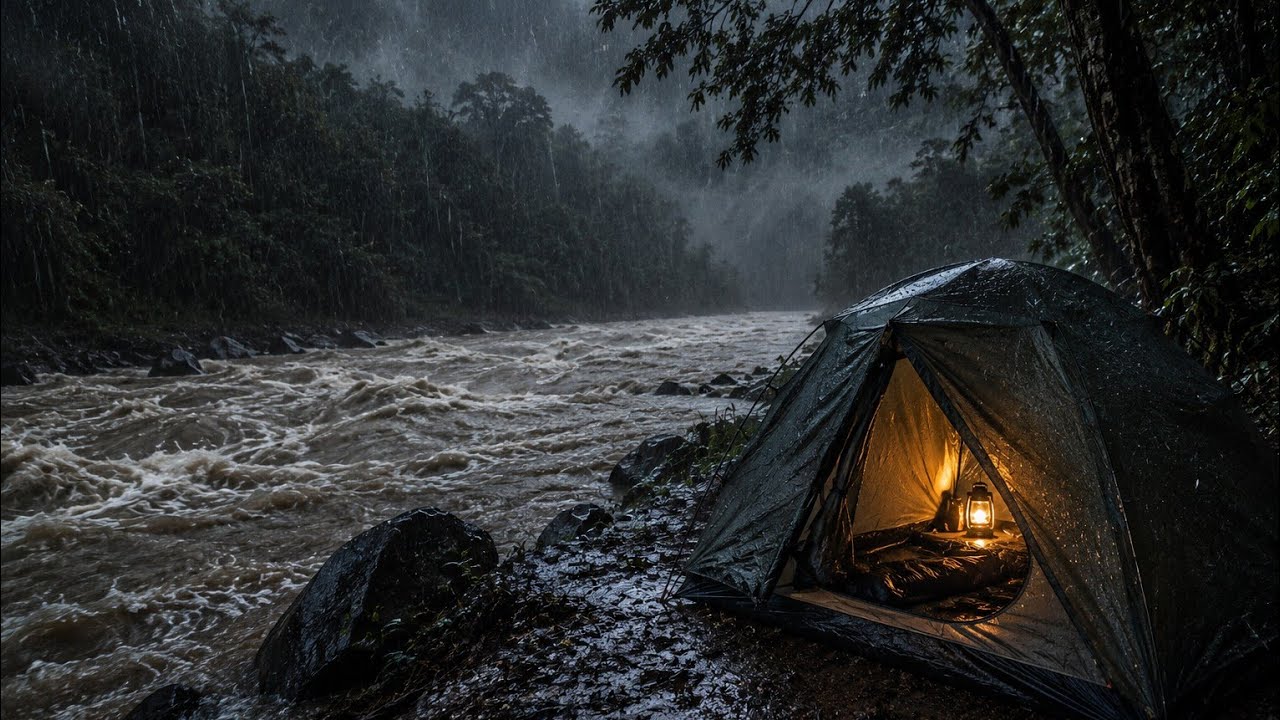 INSANE SOLO CAMPING in HEAVY RAIN & FLASH FLOOD ⛈️🌊 - YouTube