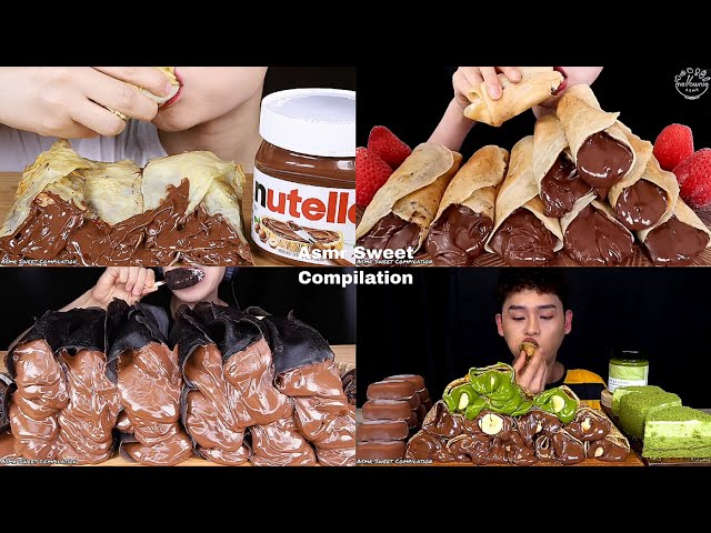 ASMR NUTELLA CHOCOLATE CREPE ROLLS Compilation | No Talking | Only Bits | ASMR Mukbang | ASMR Food