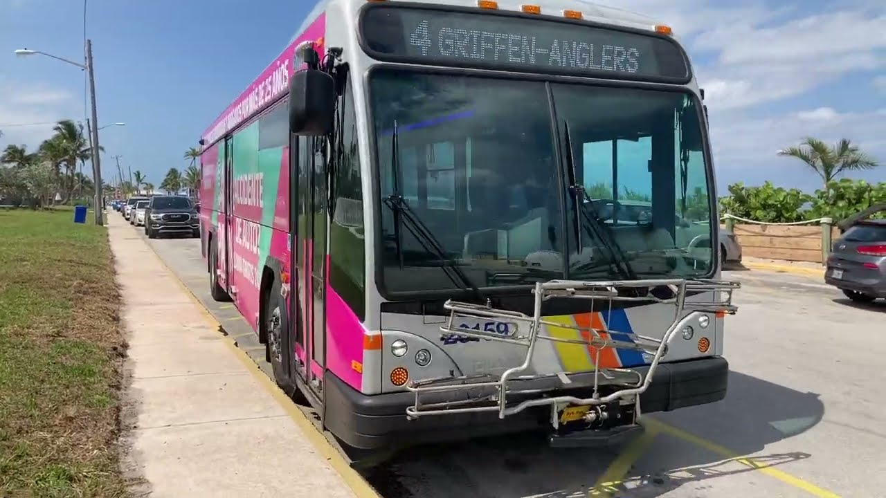 Riding Broward County Transit Bus 4, Dania Beach to Dania Beach City Hall, 2020 Gillig BRT 35'