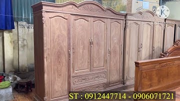 Thăm kho giới thiệu chiếc tủ áo 3 buồng 4 cánh Vip gỗ Hương Đá cho bạn trẻ thủ đô Hà Nội