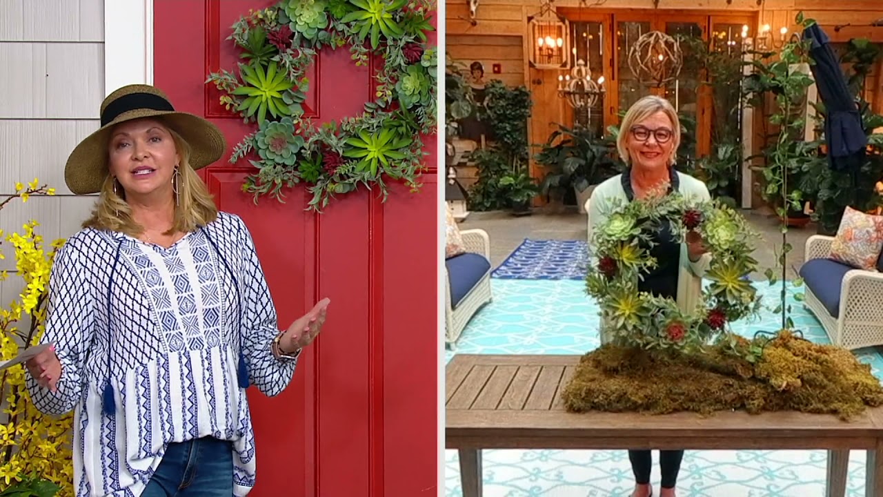 Barbara King 22" Faux Succulent Indoor/Outdoor Wreath on QVC