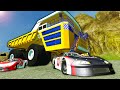 NASCAR Mountain Race VS Giant Destructive Belaz! - BeamNG Gameplay Races & Crashes